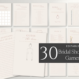 Boho Bridal Shower Games Bundle, Printable Bridal Shower Games, Minimalist Wedding Shower Games, Bridal Shower Game Package 57