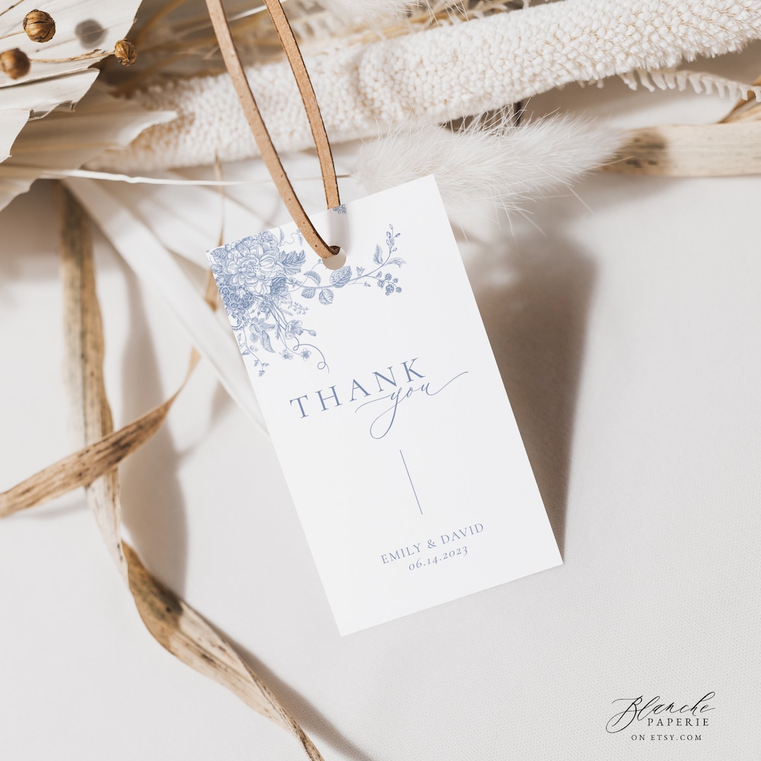 Thank You Tag Printable, Minimal Wedding Gift Tag Template, Custom ...