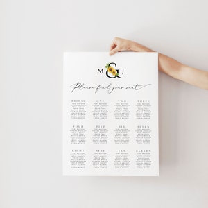 Sunflower Seating Chart Template Instant Download Printable Wedding Orange Flower Seating Plan Wedding Seating Chart Template Editable 22