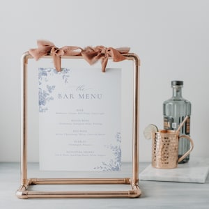Staubige Blaue Blumen Bar Menü Schild Vorlage, druckbare Hochzeit Getränkeschild, Staubige Blaue Getränkekarte, bearbeitbare Bar Schild, Sofort Download 54