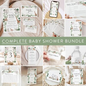 Safari Baby Shower Bundle, Jungle Animals A Little Wild One, Modern Jungle Baby Shower Games, Gender Neutral Tropical Greenery Shower 73