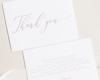 Moderne kalligrafie Script Bedankkaart, afdrukbare dank u sjabloon, bewerkbare bruiloft sjabloon, handgeschreven script, Instant Download