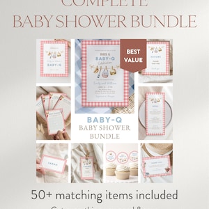 Baby-Q uitnodigingsset babyshower - achtertuin BBQ stellen babystrooisel (bewerkbare canvassjabloon) afbeelding 8