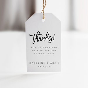 Printable Wedding Thank You Tag: Minimalist Favor Template (Avery 22802/22858)
