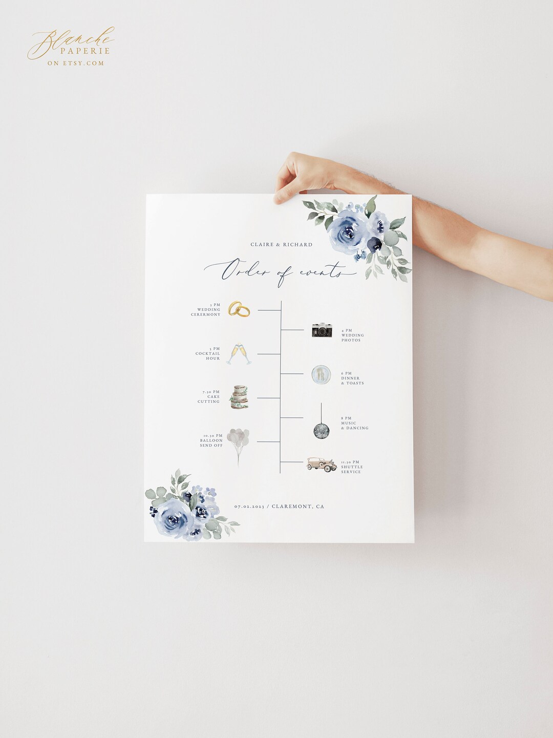 Wedding Order of Events Template, Minimalist Timeline Sign, Modern ...