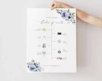 Wedding Order of Events Template, Minimalist Timeline Sign, Modern Order of the Day, Printable Icons Order of Events, Printable Timeline 34