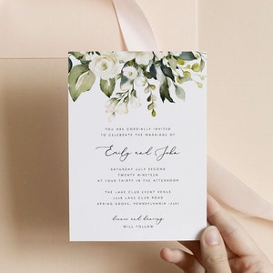 White Floral Wedding Invitation Set Template Greenery White Rose Printable Wedding Invitation Suite Instant Download Editable PDF 21 image 5
