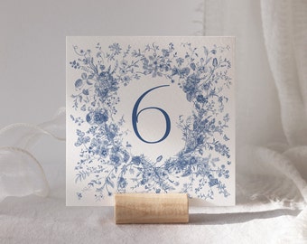 Vintage Floral Table Number, Navy Blue, Printable Template, Wedding Table Number, Wedding Table Number, Templett,  Instant Download 43