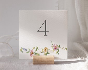 Wildflower Table Number, Colorful Flowers, Printable Template, Wedding Table Number, Wedding Table Number, Templett, Instant Download 04