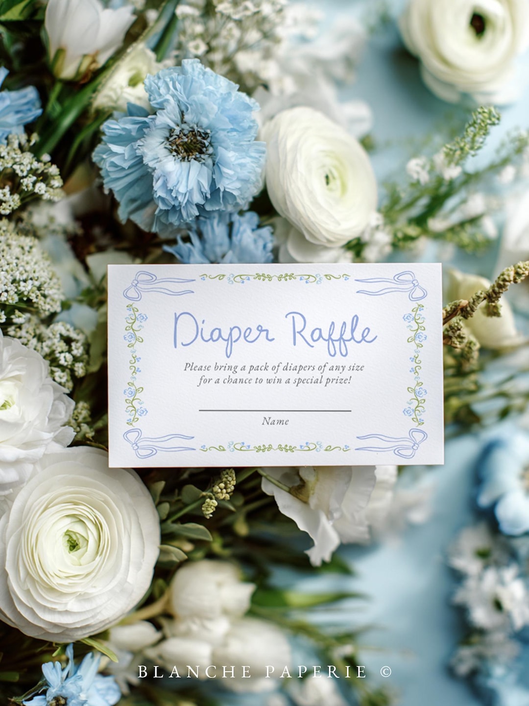 Blue Bow Diaper Raffle Ticket (editable Canva Template) - Etsy UK