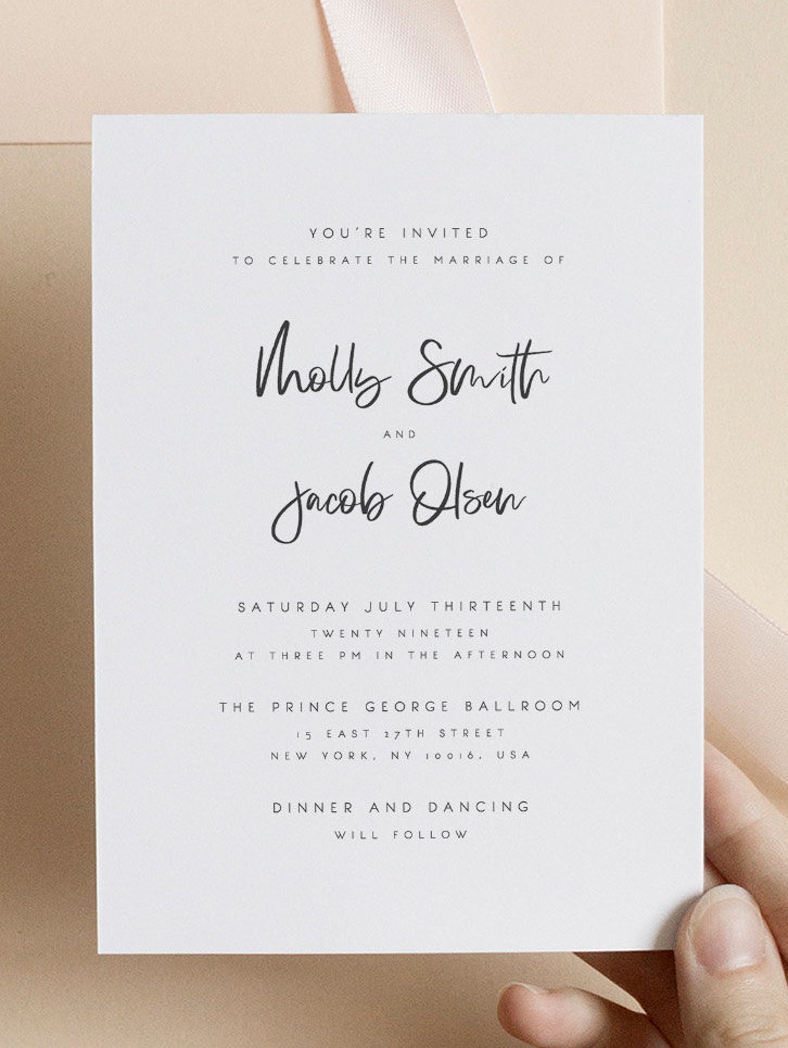 Print at Home Wedding Invitation Template DIY Editable Wedding Etsy