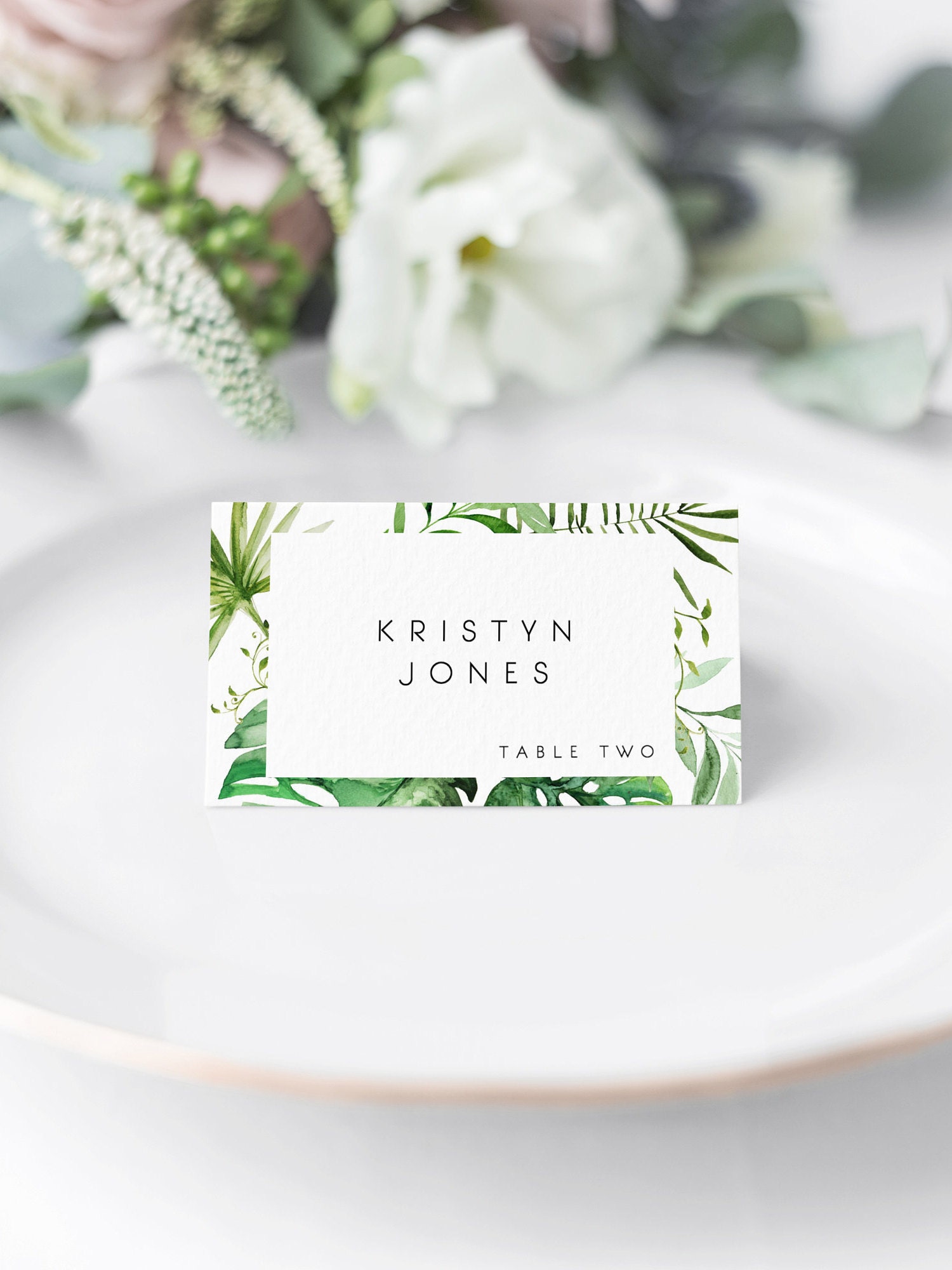 Editable Tropical Place Cards Template Place Card Printable Monstera  Wedding Place Cards Palm Leaf Editable Place Cards Banana Leaf 21 Regarding Wedding Place Card Template Free Word