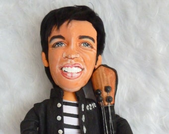 Elvis Presley handmade art doll.  Custom fabric scukpture of the King of Rock