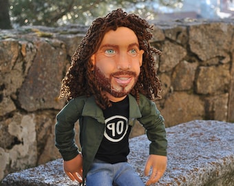 Chris Cornell fabric art doll. Articulated 50 cm