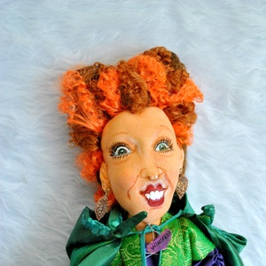 Winifred witch art doll 16 inches personalized cloth with synthetic hair, ready to ship