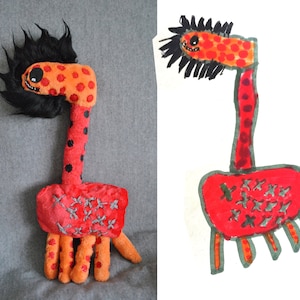 Personalized toys from children's drawings, stuffed animals of your children's drawings, children's gift, toy to play, washable
