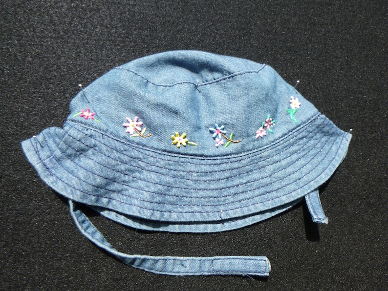 Baby Denim Sun Hat With Velcro Closure Hand Painted and Etsy