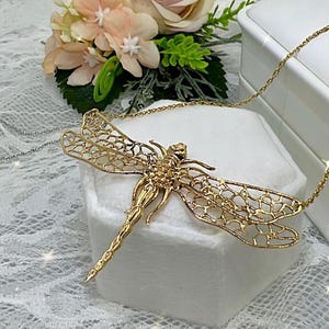 14K Solid Gold Dragonfly Necklace: Unique Jewelry Gift