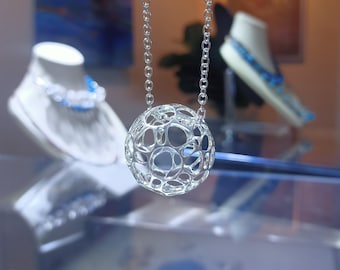 Collar circular de plata impreso en 3D: joyería minimalista geométrica