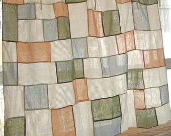 Bojagi Inspired Patchwork Curtain Panel Rustic Farmhouse Window Curtain Handmade