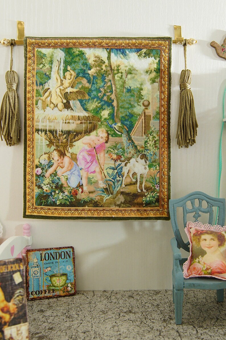 French Aubusson Gobelin Tapestry Miniature Dollhouse Bronze Etsy