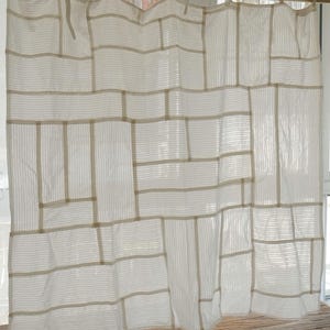 Bojagi Inspired Elegant White Patchwork Curtain Panel Modern Korean Style Window Panel