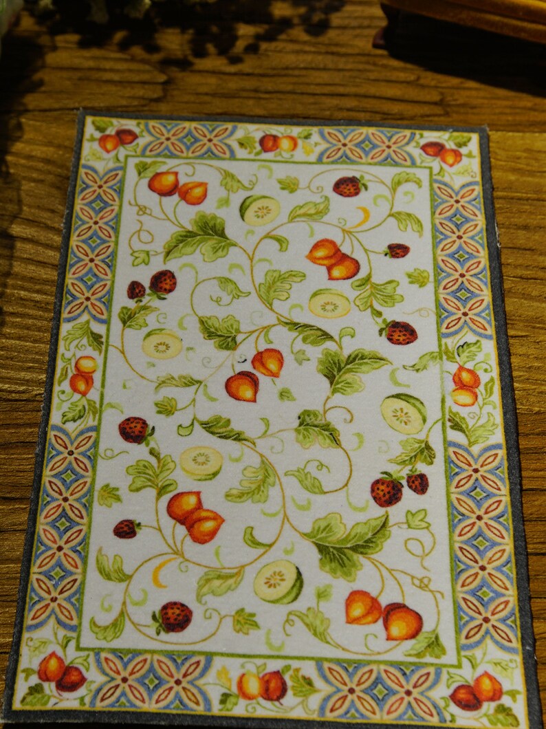 Wonderful Still Life Fruits Peaches Leaves Miniature Rug 1/12 Etsy