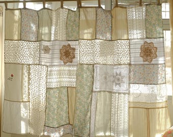 Elegant Patchwork Lace Curtain French Country floral curtains Farmhouse Window Treatment Shabby Chic Style