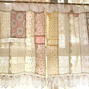 Mediterranean Beach SHABBY Chic BOHO Farmhouse Lace Curtain Valance ...