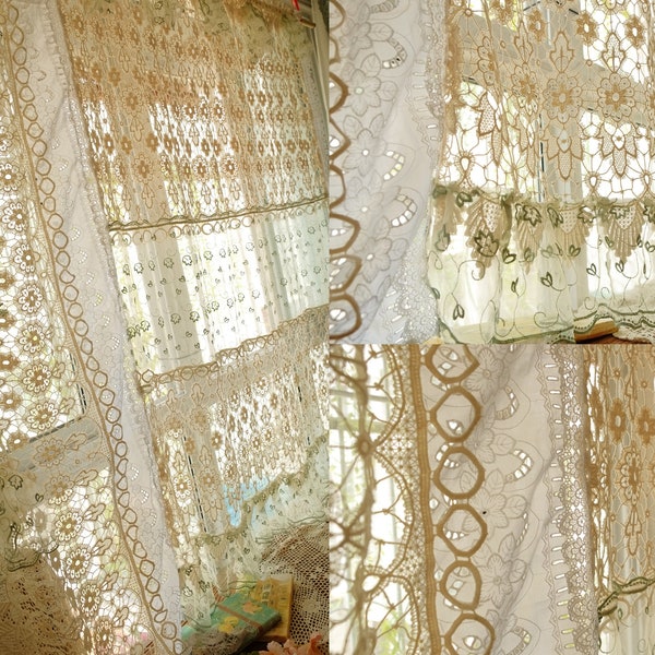 Huge Elegant Mediterranean Design Chic Shabby Vintage Lace Fringed Curtain Valance/Wall Hanging/Backdrop