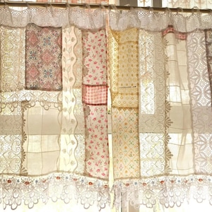 Handmade Lace Curtain Valance: Shabby Chic Boho Farmhouse Decor