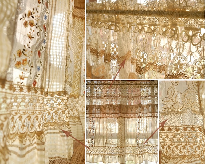 Beautiful Lace Curtain Sheer Romantic Country BOHO Farmhouse Rustic Custom Size Is Available