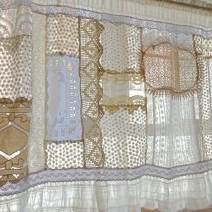 Elegant French Country Handmade White Lace BOHO Cafe Curtain Valance Shabby Chic Cottage Window Panel Farmhouse Kitchen Living Room Decor