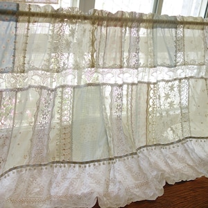 Lace Patchwork Curtain: Shabby Chic Burlap Valance