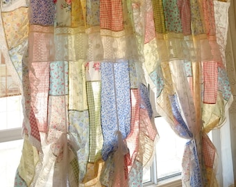 Handmade Patchwork Lace Curtains, Shabby Chic Cottagecore Drapes, Custom French Country Window Decor