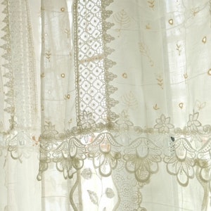 Mediterranean Beach SHABBY Chic Ivory White Farmhouse Lace Curtain Valance/Wall Beautiful Hanging/Backdrop Handmade
