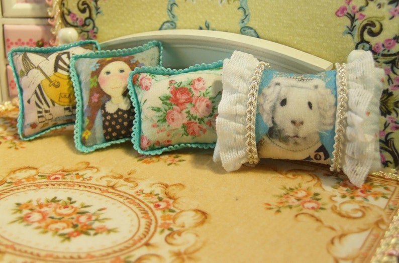 Cute Little Girl Miniature Pillow 1:12 Scale For Dollhouse