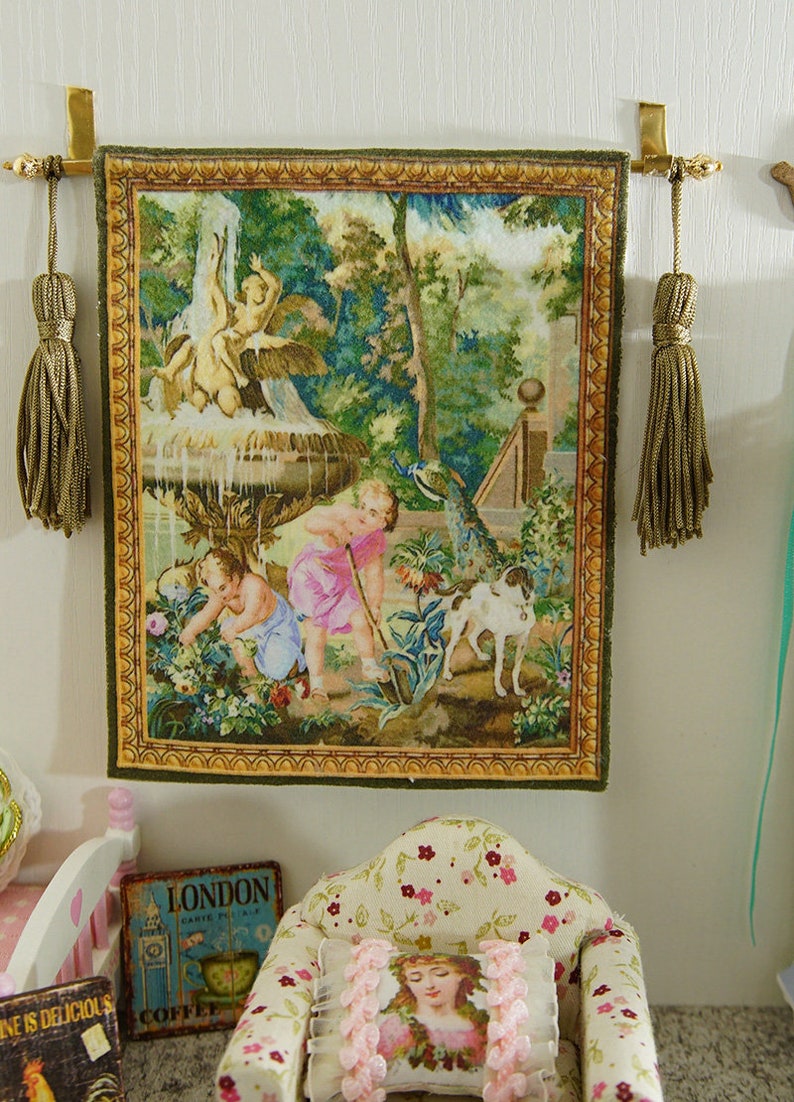 French Aubusson Gobelin Tapestry Miniature Dollhouse Bronze Etsy