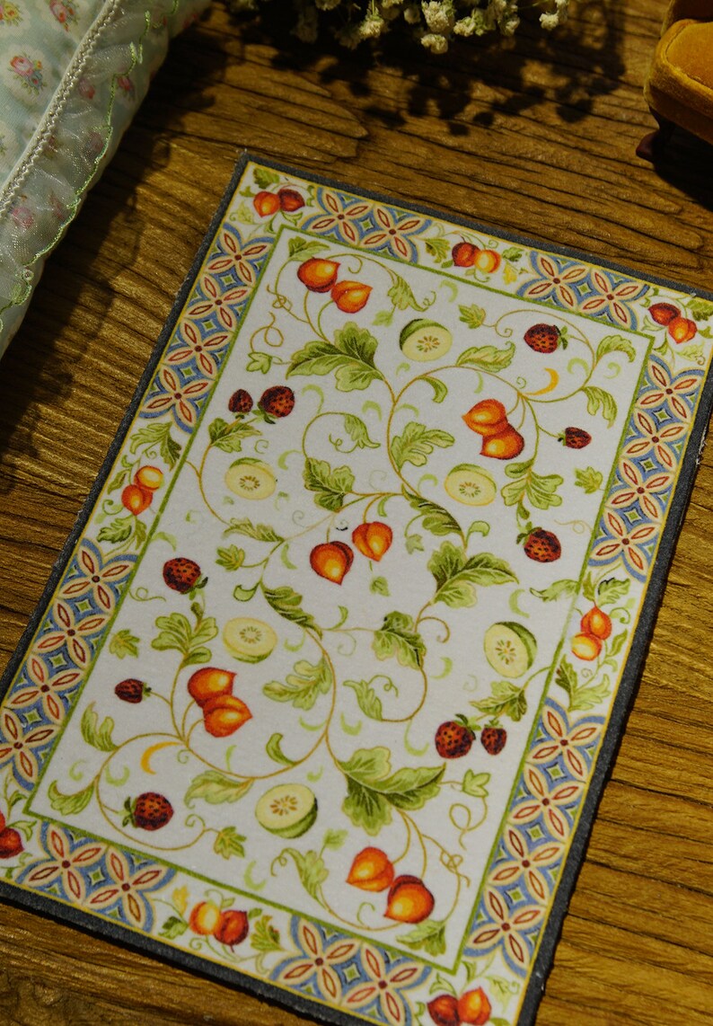 Wonderful Still Life Fruits Peaches Leaves Miniature Rug 1/12 Etsy