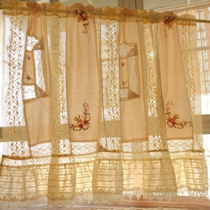 Handmade Lace Curtain Valance: Shabby Chic Farmhouse Decor