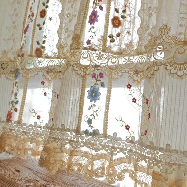 Vintage Beautiful Patchwork Lace Farmhouse BOHO Curtain Valance / Wall Beautiful Hanging / Backdrop Handmade
