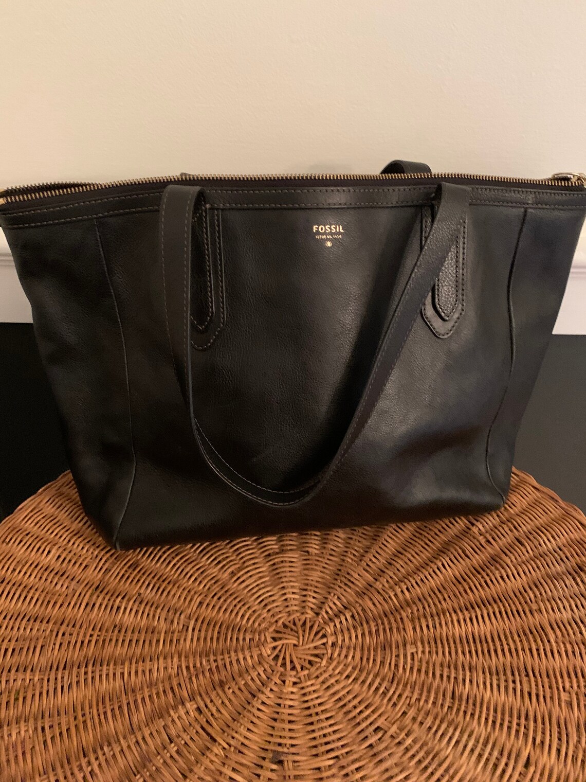 Fossil Women's Black Leather Handbag/Tote Etsy