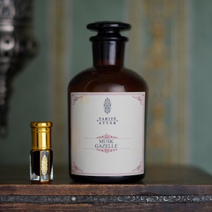 Musk Al Gazelle by Tarife Attar, A Rich, Spicy and Heady Dark Musk and Sensual Fragrance, Free From Alcohol, Cruelty-Free (3ml Bottle)