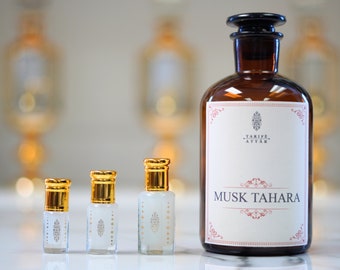 Huile de parfum Musk Tahara par Tarife Attar, Premium, musc léger, poudré, sans alcool, végétalien