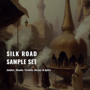 Silk Road Sample Set by Tarife Attar, Ambers & Musks, Set of 7/1ml Glass Vials, Alcohol-Free, Vegan