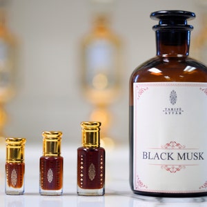 Black Musk by Tarife Attar, Premium Perfume Oil, Bold, Heady, Long Lasting, Alcohol-Free, Vegan