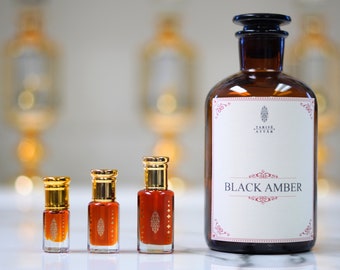 Huile de parfum ambre noire de Tarife Attar, premium, ambre, sans alcool, végétalien