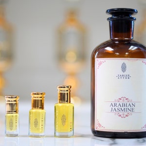Óleo de perfume de jasmim árabe da Tarife Attar, premium, fresco, vibrante, flor de jasmim, sem álcool, vegano