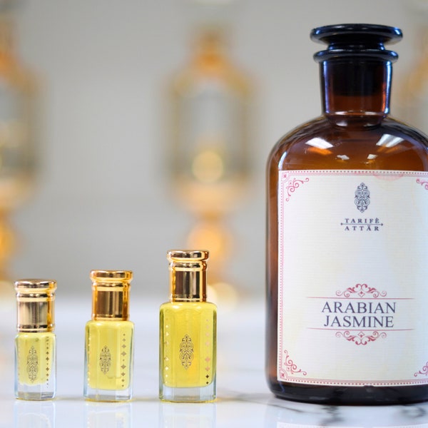 Aceite de perfume de jazmín árabe de Tarife Attar, Premium, fresco, brillante, flor de jazmín, sin alcohol, vegano