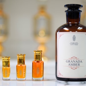 Huile de parfum Granada Amber de Tarife Attar, boisé, ambré, vanille, de qualité supérieure, sans alcool, végétalien